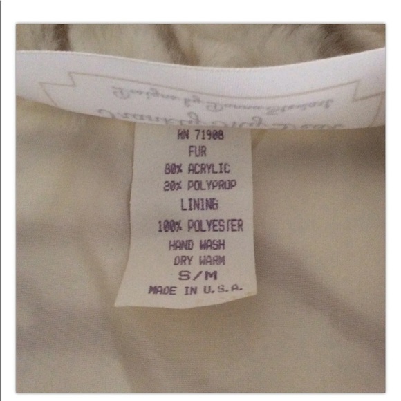 Faux Animal Print Fur Vest SM/MED Cream Beige Full Zip Donna Stewart USA Vintage - Picture 4 of 12